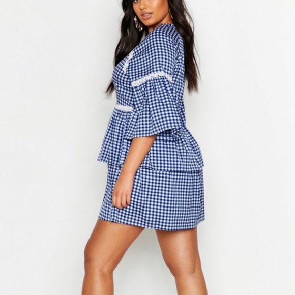 Gingham Print Embroidered Smock Dress - Picture 3 of 10